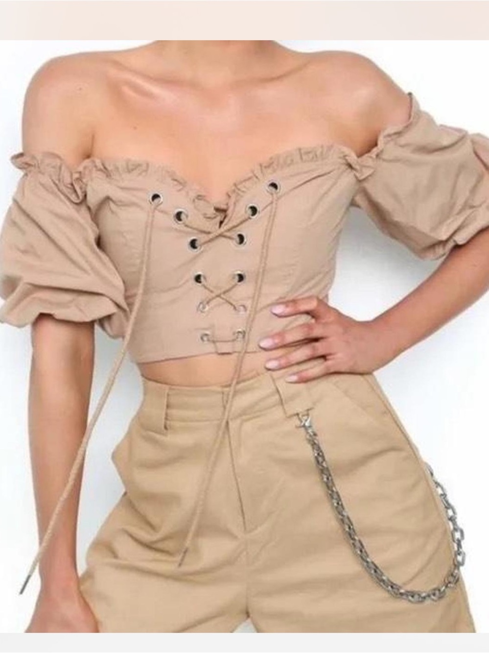 I. AM. GIA. Tan brown mini crop top size medium